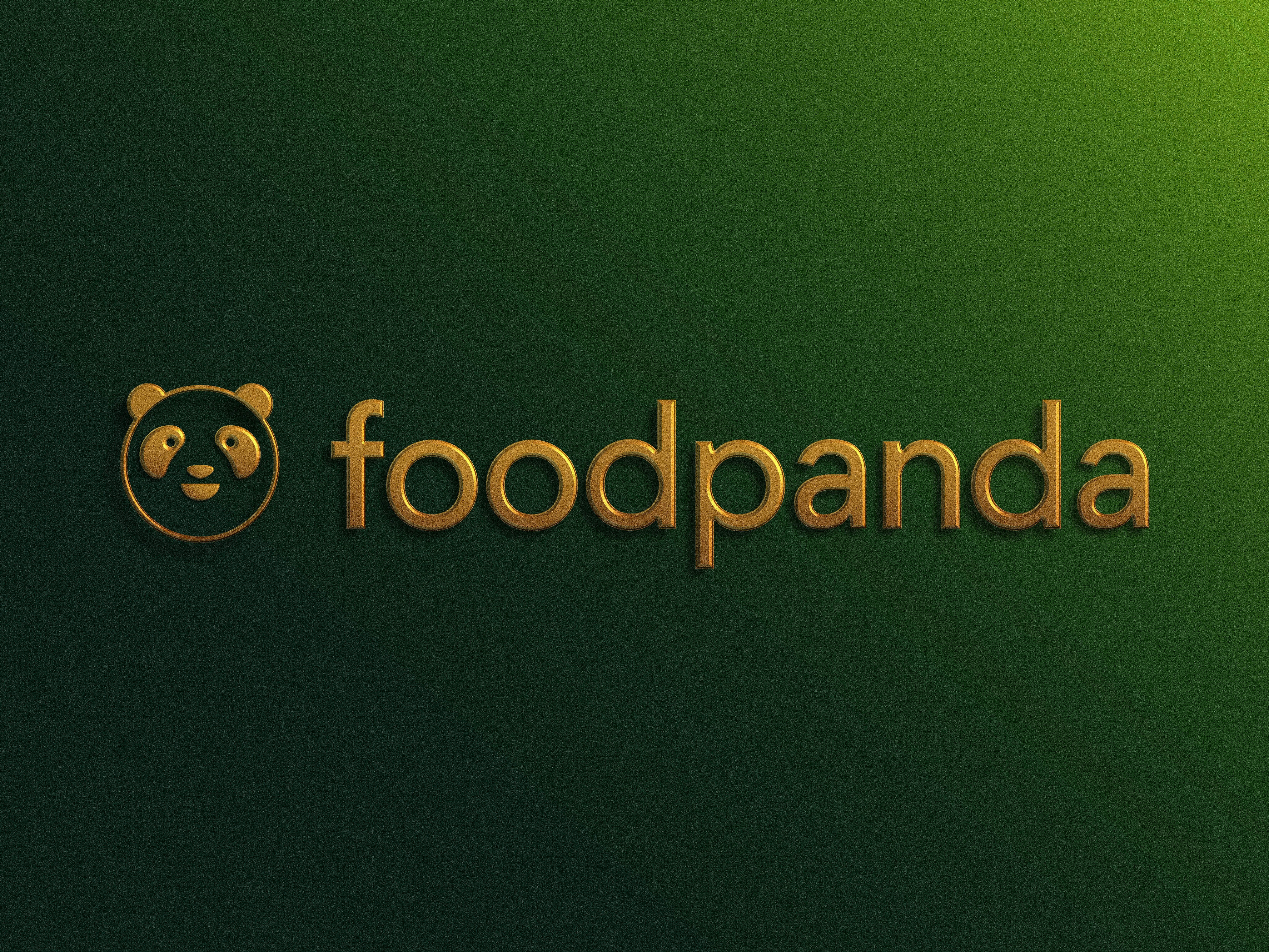 a panda bear logo on a green background