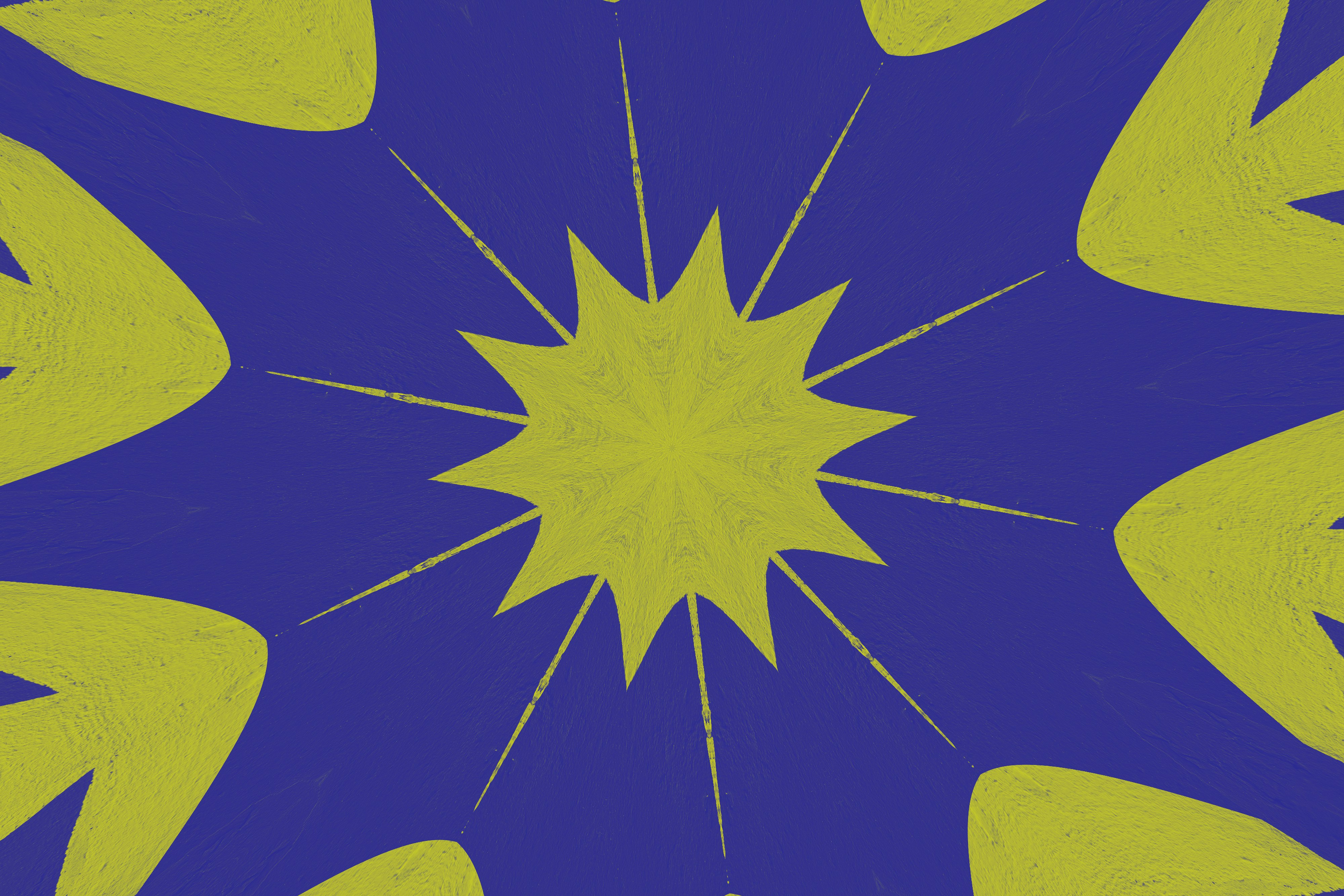 Yellow starburst pattern on a blue background