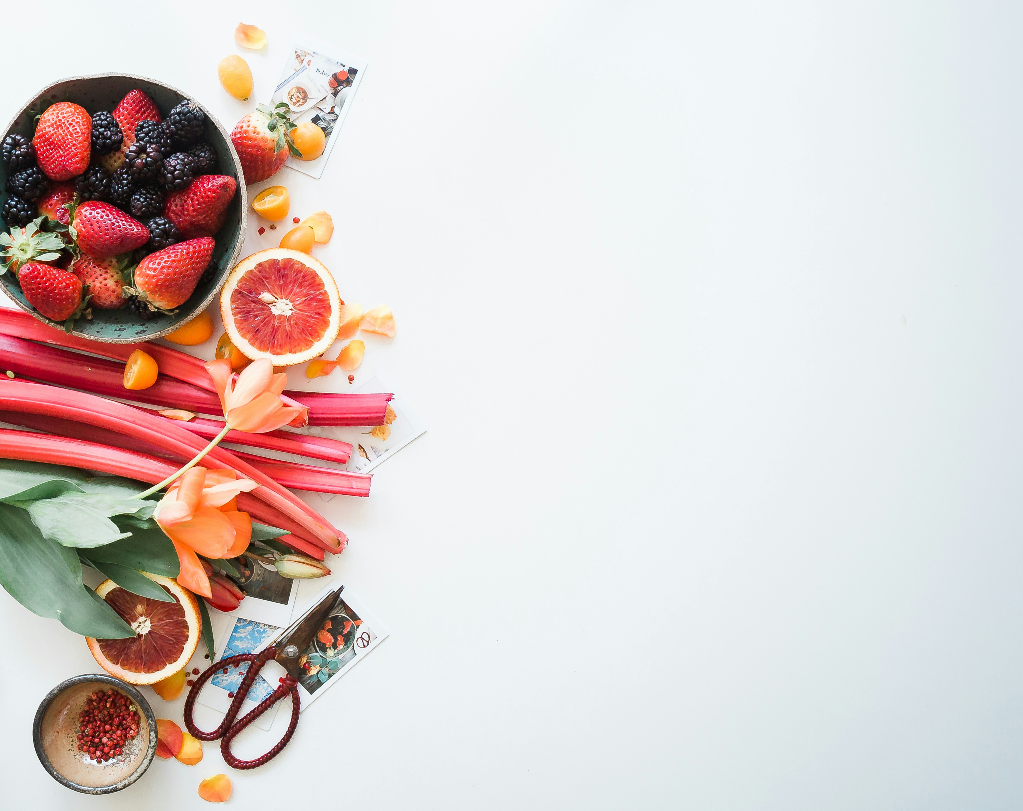 ‘Tis the season of rhubarb. And strawberry. And blood orange. Praise be. Amen. by Gone Greenish variety of sliced fruits