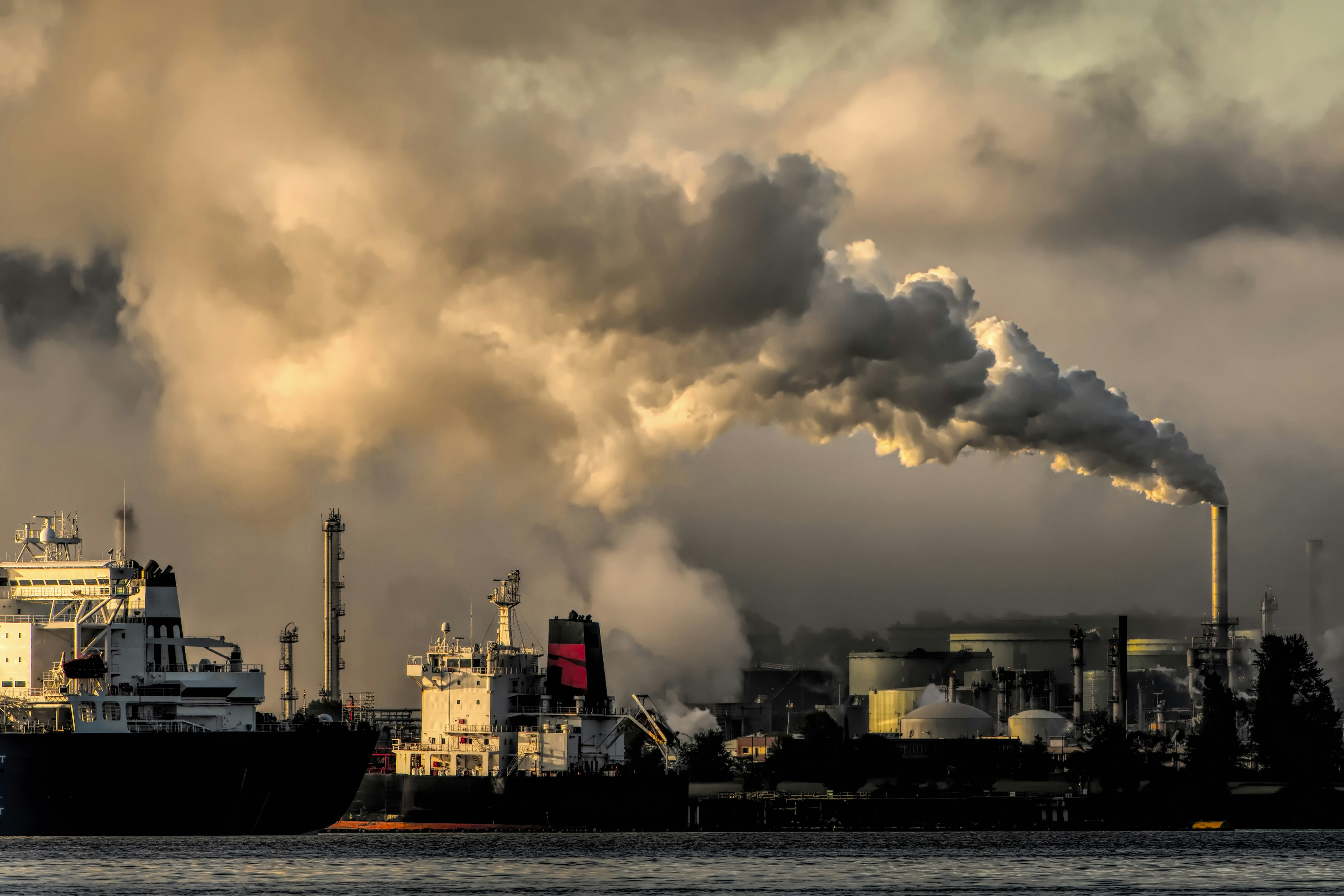 🏁 Conclusion: Can We Run Out Before We Run Out of Ideas? by Gone Greenish industrial harbor with smokestack pollution
